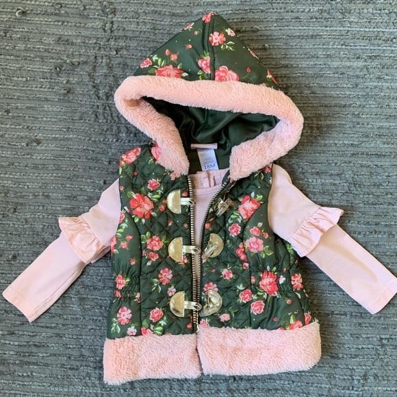 Little Lass Other - LITTLE LASS puffer vest w/ long sleeve t-short 18M